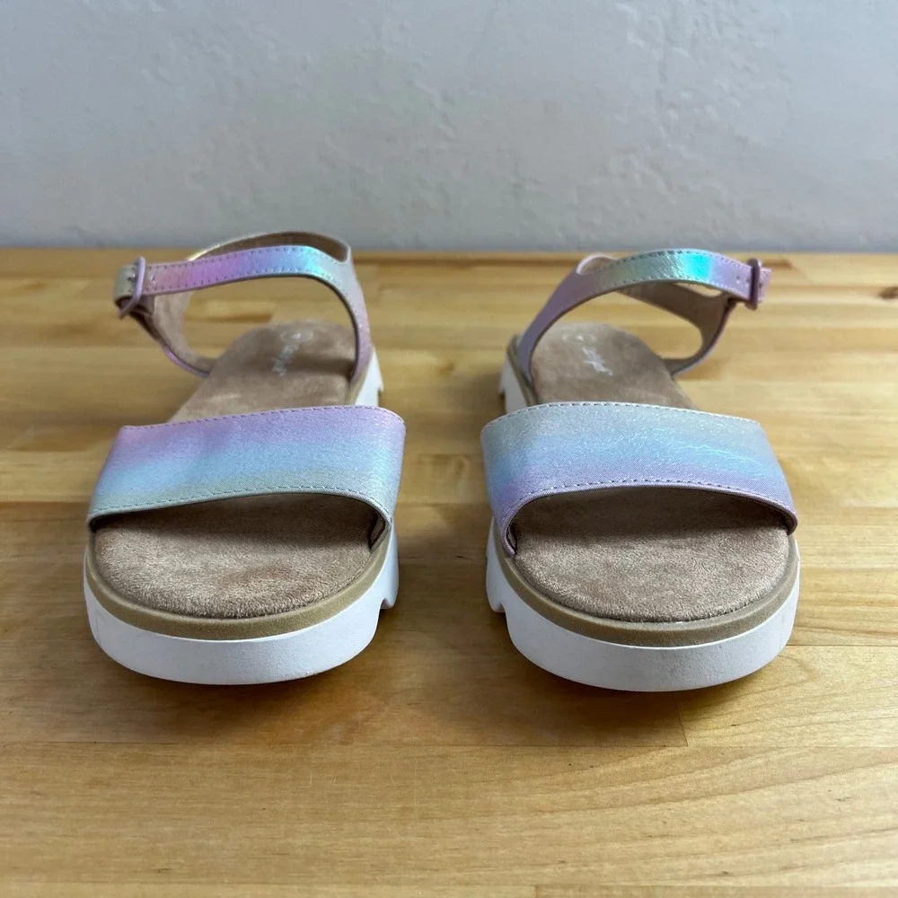 Cat & Jack‎ Girls' Iridescent Platform Sandals Adjustable Ankle Strap Size 4